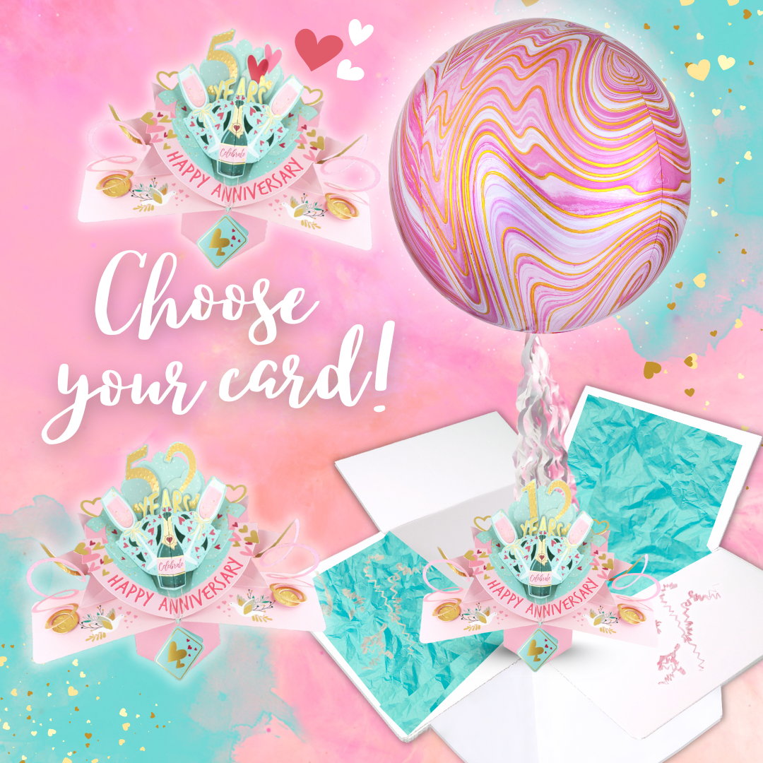 1 To 80' Years Happy 'Every Milestone' Anniversary Pop Up Card & Floating Balloon In A Box Surprise