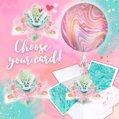 1 To 80' Years Happy 'Every Milestone' Anniversary Pop Up Card & Floating Balloon In A Box Surprise