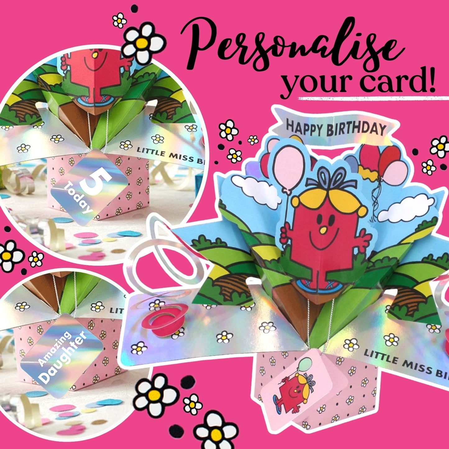 Personalised Mr. Men Little Miss Birthday 3D Pop Up Card Licensed Character Novelty Card