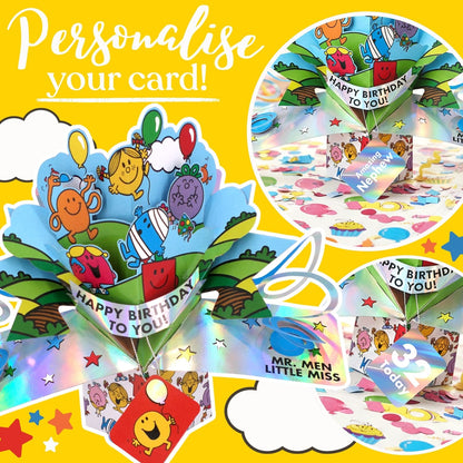 Personalised Mr. Men Little Miss Happy Birthday To You 3D Pop Up Card Licensed Character Card