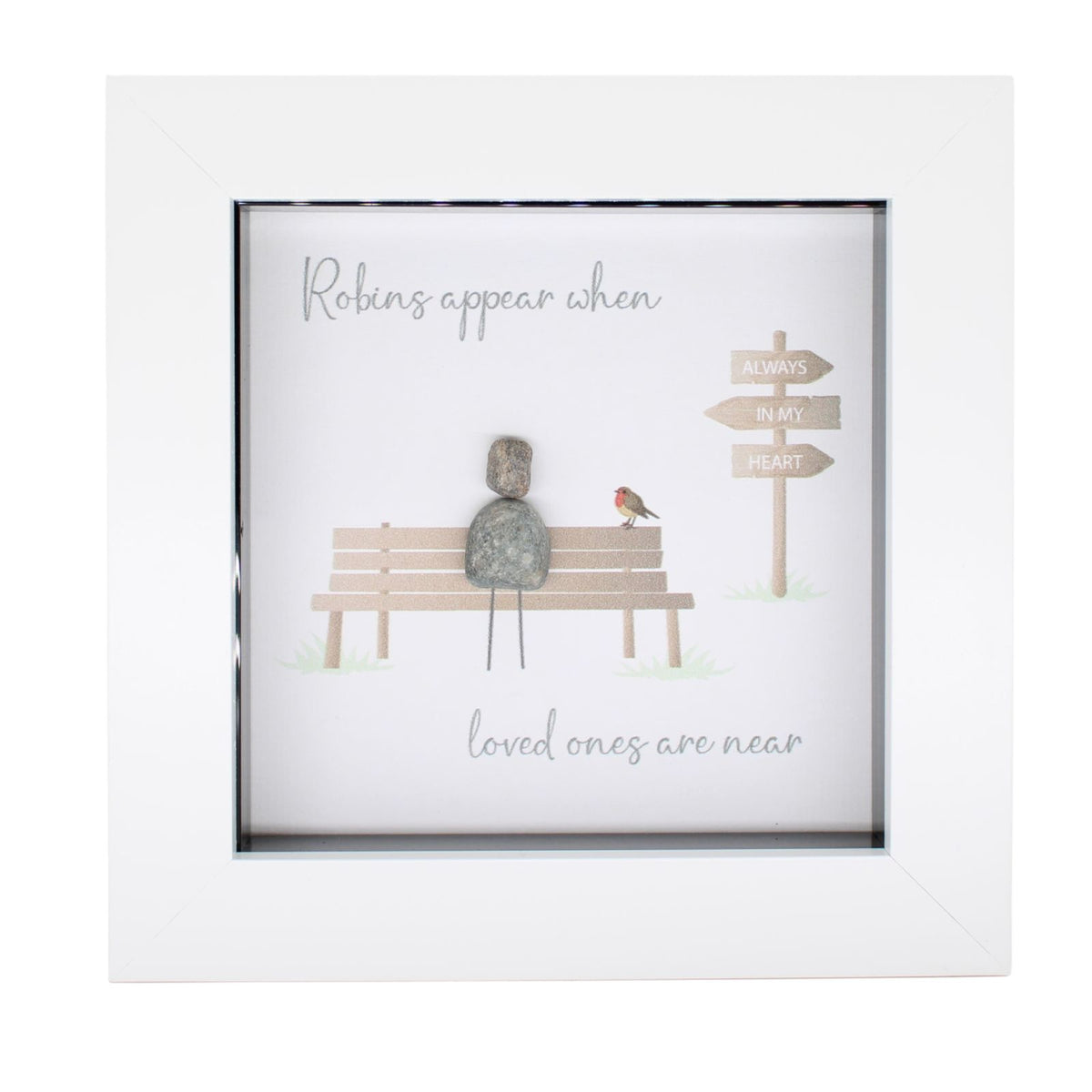 La De Da! Robins Appear Mini Pebble Art Bereavement Framed Print Gift Idea