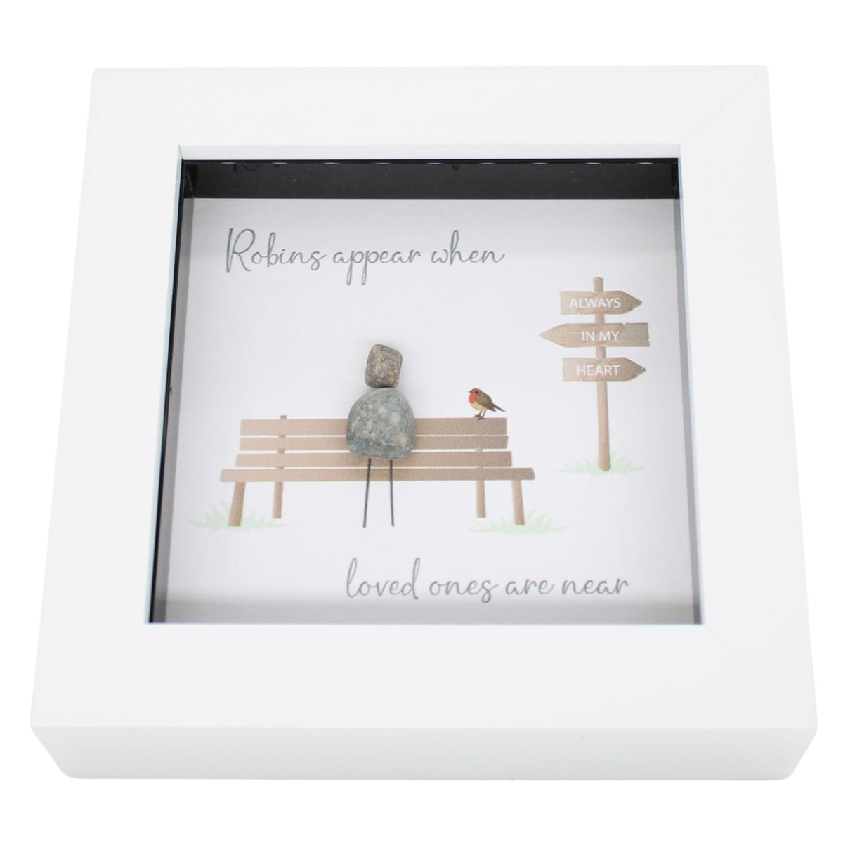 La De Da! Robins Appear Mini Pebble Art Bereavement Framed Print Gift Idea