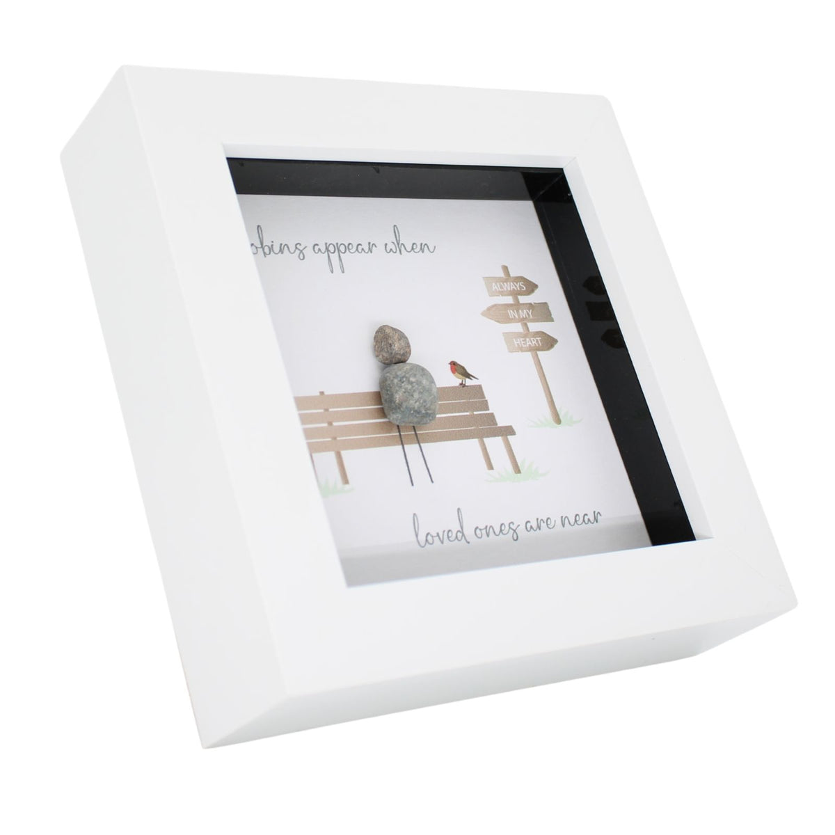 La De Da! Robins Appear Mini Pebble Art Bereavement Framed Print Gift Idea