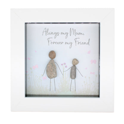 La De Da! Mum Forever My Friend Mini Pebble Art Pink Framed Print Gift Idea