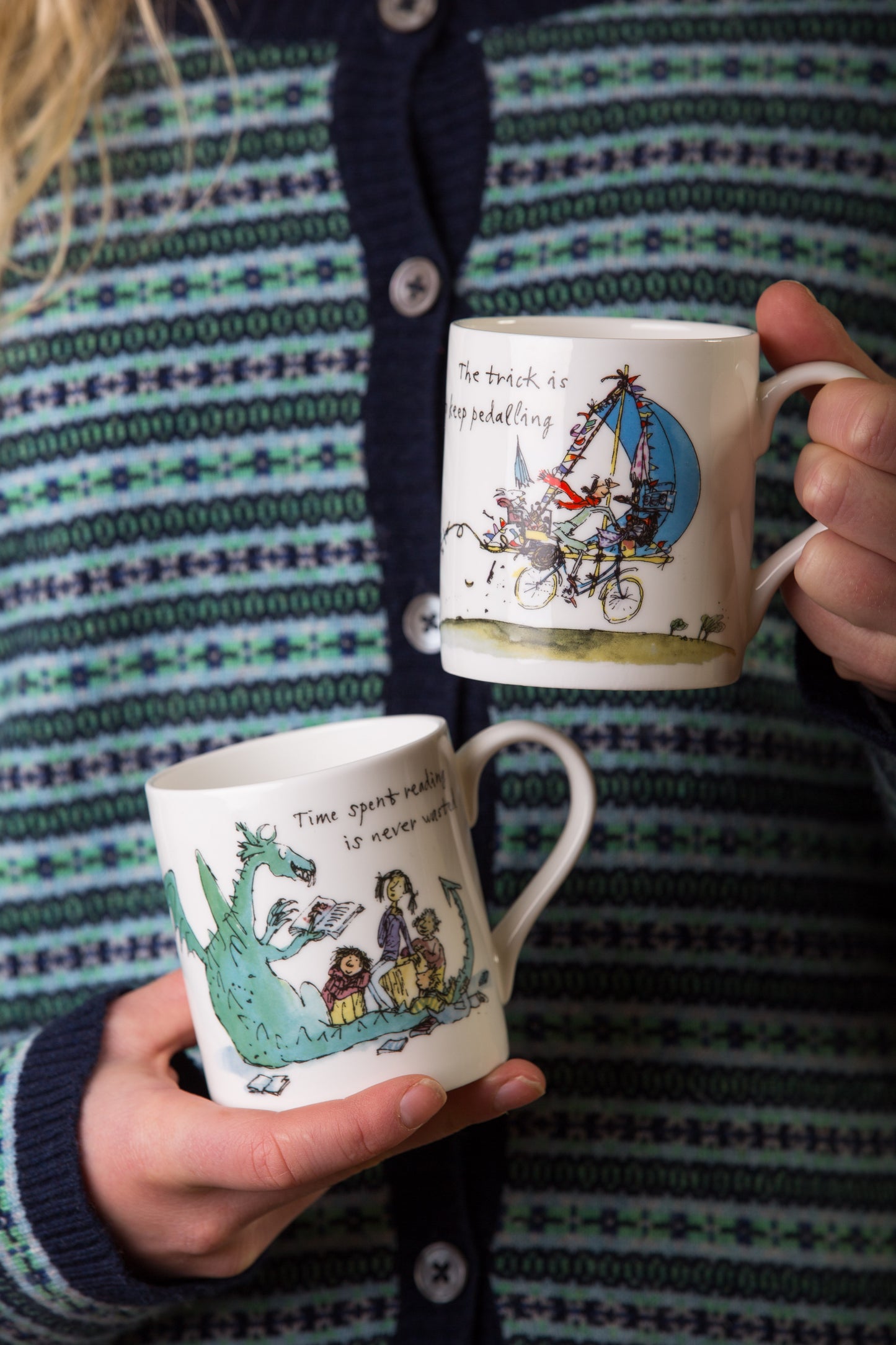 Quentin Blake The Trick Is To Keep Pedalling Bone China Mug