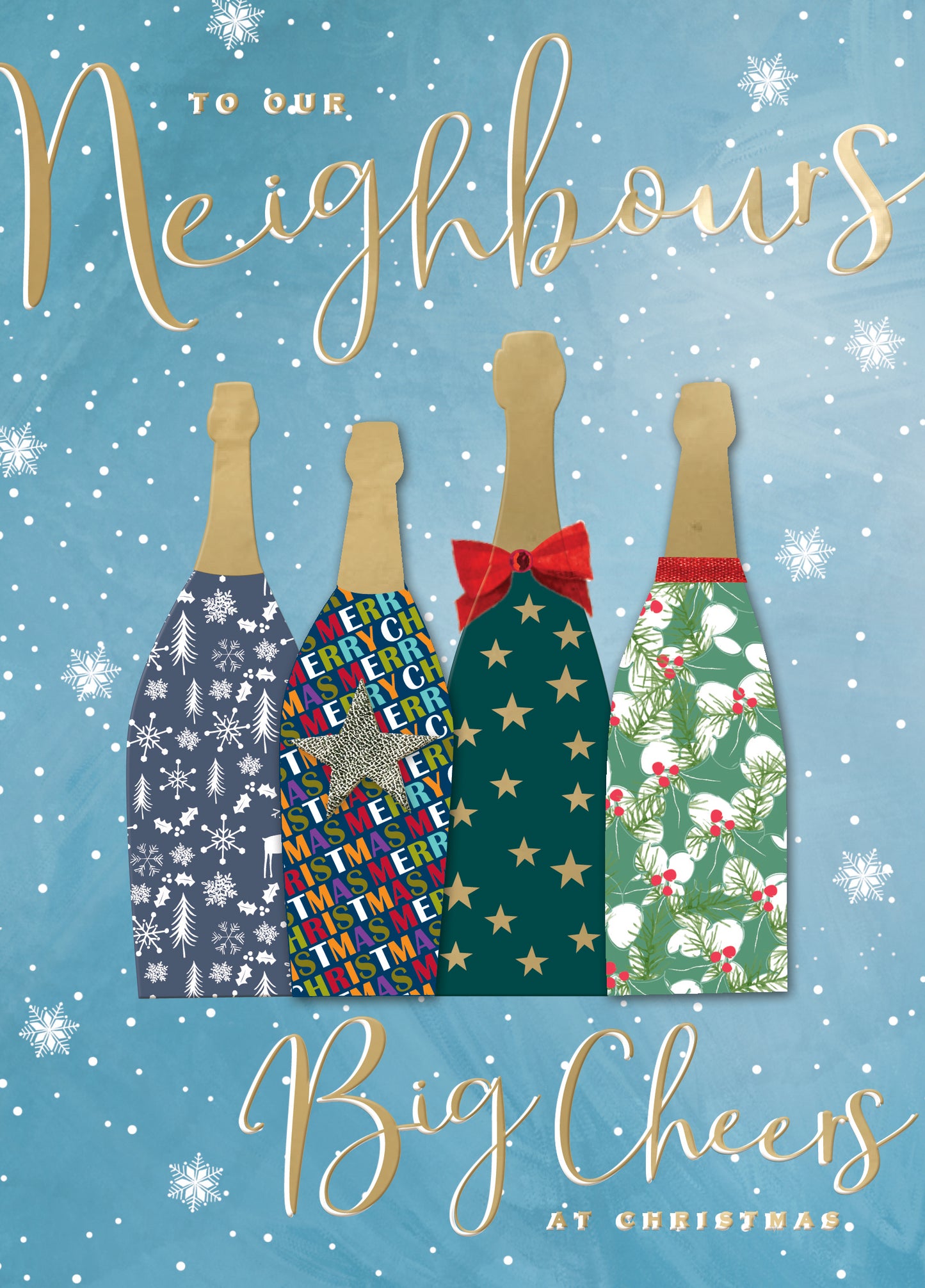 To Our Neighbours Big Cheers Fun Hand-Finished Christmas Card