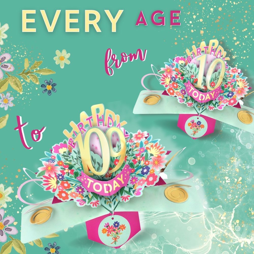 Happy 'Any Age' Birthday '10 To 109' Today Pop-Up Greeting Card