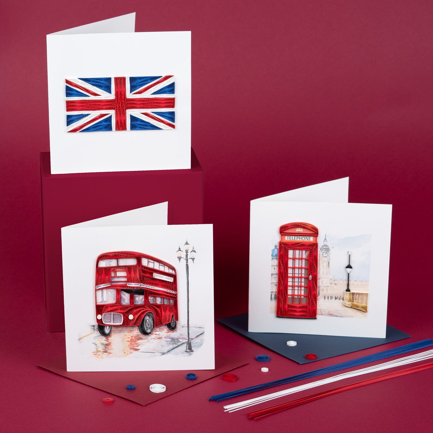 Quilling Union Jack Flag Hand-Finished Art Greeting Card