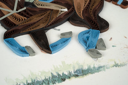 Quilling Playing Polo Sporting Horse Hand-Finished Art Greeting Card