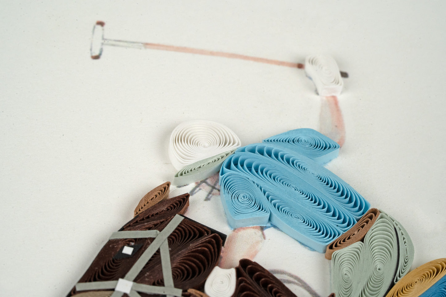 Quilling Playing Polo Sporting Horse Hand-Finished Art Greeting Card