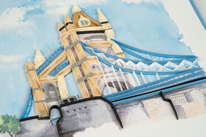 Quilling London Tower Bridge Lavish London Hand-Finished Art Greeting Card