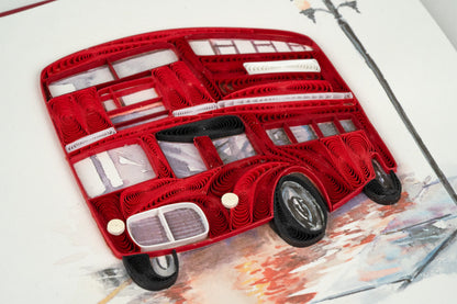 Quilling Red London Bus Lavish London Hand-Finished Art Greeting Card