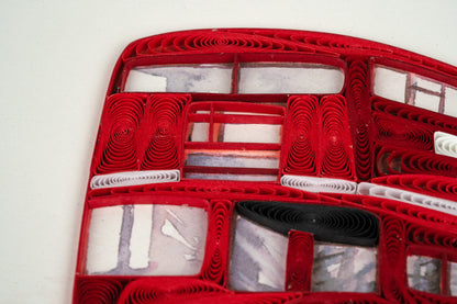 Quilling Red London Bus Lavish London Hand-Finished Art Greeting Card