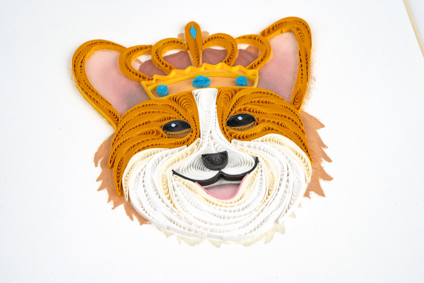Quilling Royal Corgi In A Crown Hand-Finished Art Greeting Card