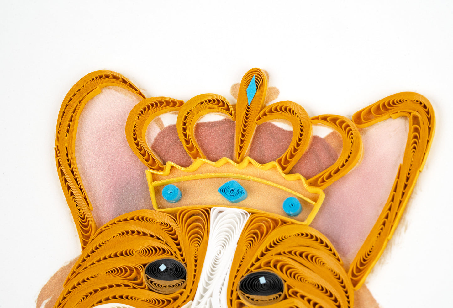 Quilling Royal Corgi In A Crown Hand-Finished Art Greeting Card