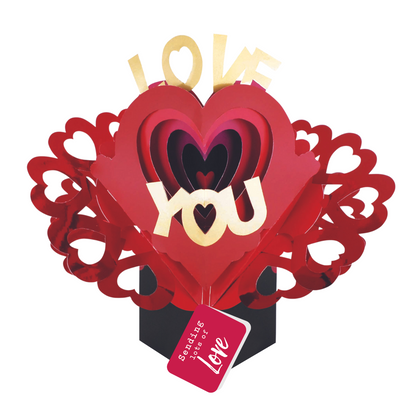 Love You Tunnel With Hearts Pop Up Card Choice Of Cards