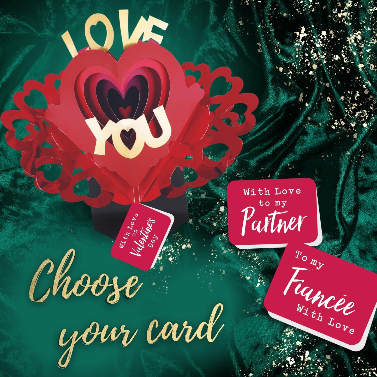 Love You Tunnel With Hearts Pop Up Card Choice Of Cards