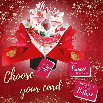 Champagne Glasses Pop Up Valentine's Day Card Choice Of Cards