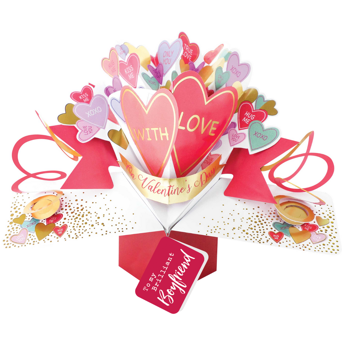 Pink Love Hearts With Love On Valentine's Day Pop Up Card Choice Of Cards