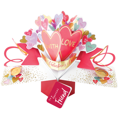 Pink Love Hearts With Love On Valentine's Day Pop Up Card Choice Of Cards