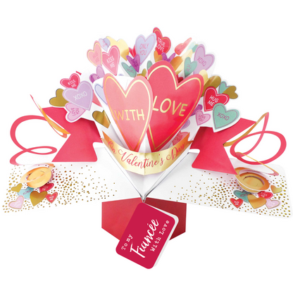Pink Love Hearts With Love On Valentine's Day Pop Up Card Choice Of Cards
