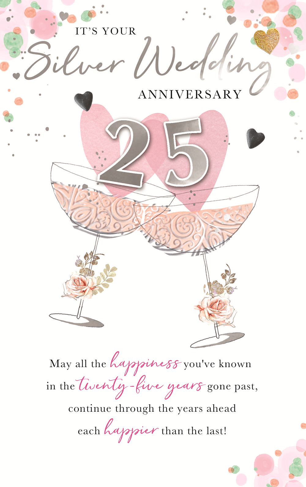 Silver 25th Embellished Anniversary Greeting Card