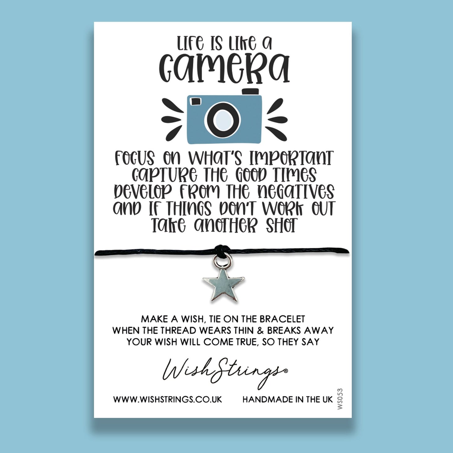 Life Is Like A Camera Wish String Bracelet With Lucky Charm