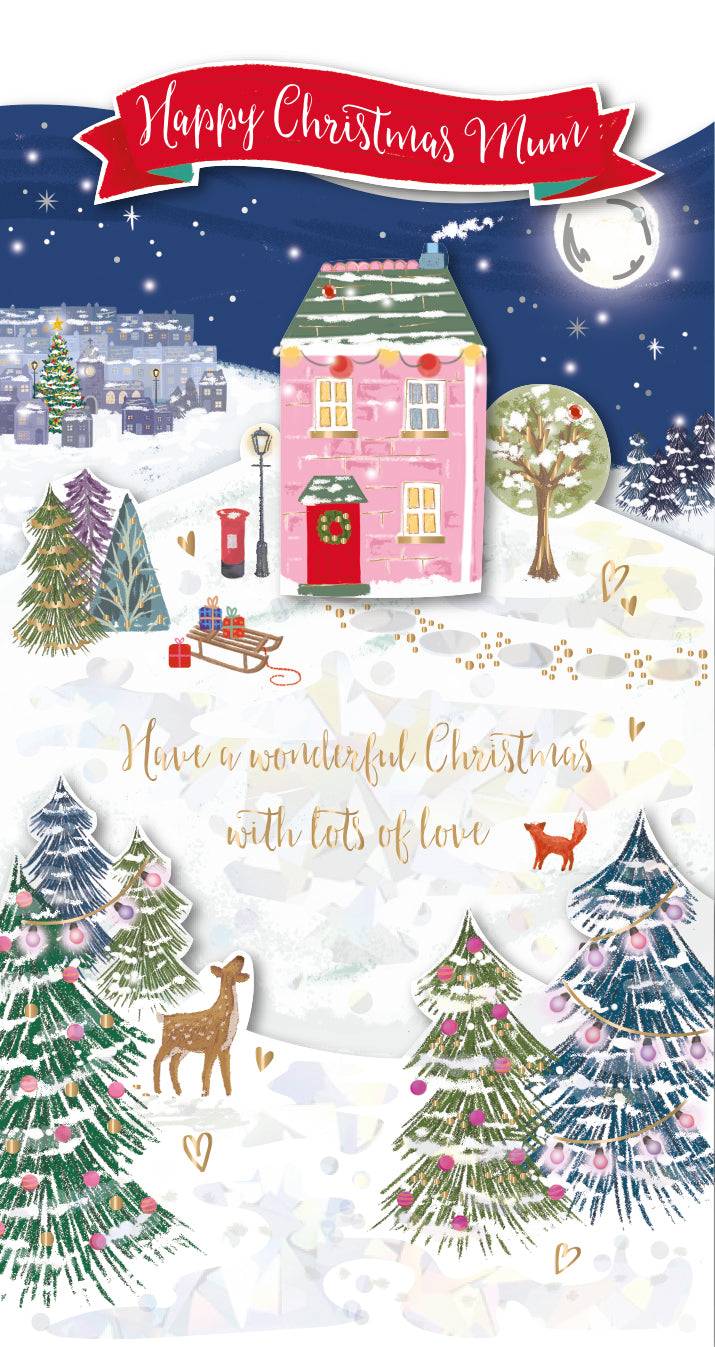 Happy Christmas Mum Embellished Christmas Greeting Card