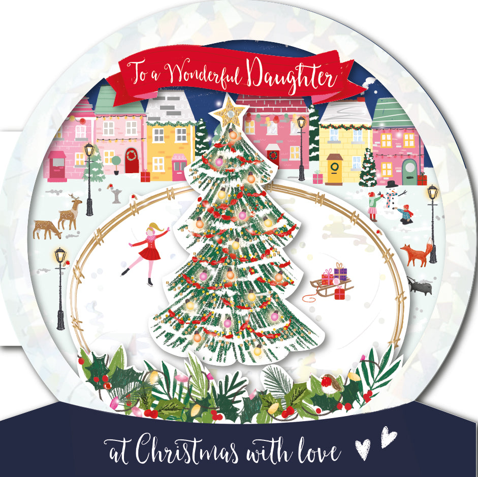 To A Wonderful Daughter Embellished Christmas Greeting Card