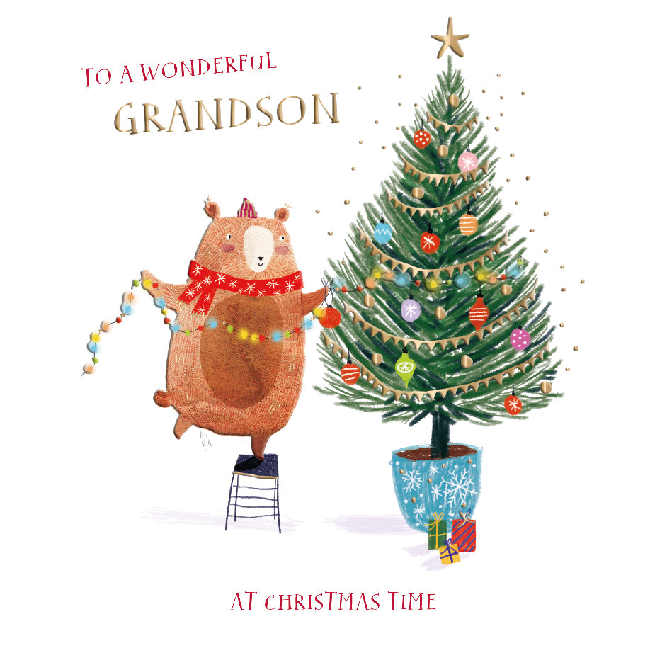 Wonderful Grandson Xmas Tree Curious Inksmith Christmas Card