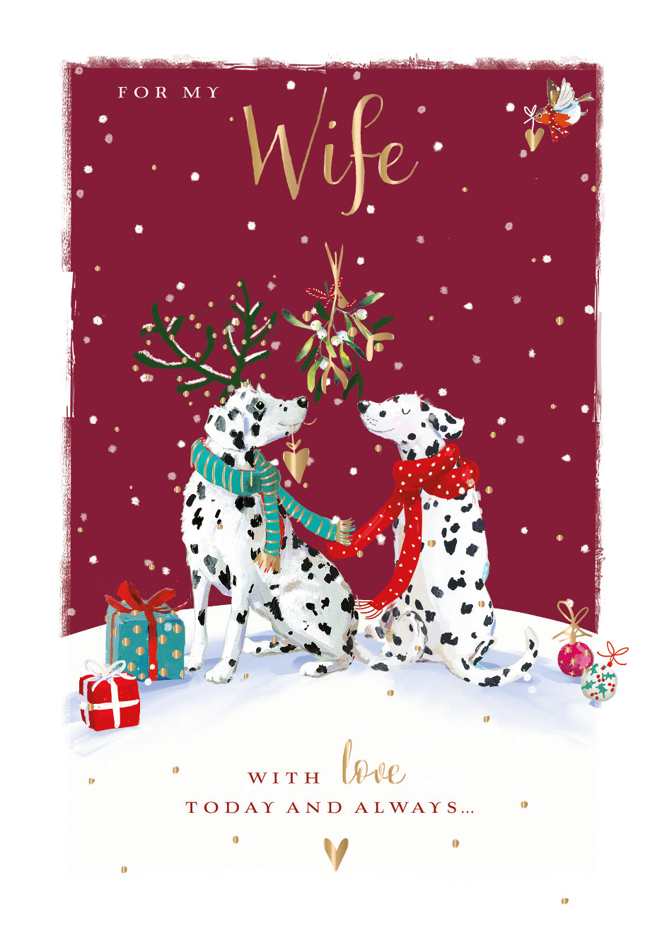 For My Wife With Love Christmas Greeting Card