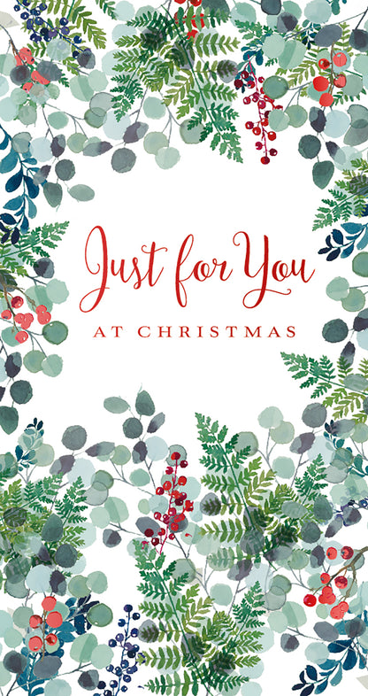 Christmas Gift Card Just For You Xmas Foliage Money Wallet Gift Card