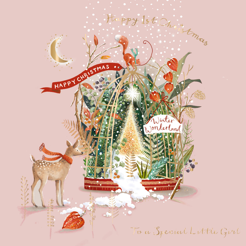 Baby Girl's 1st Christmas Curious Inksmith Christmas Card