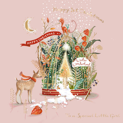 Baby Girl's 1st Christmas Curious Inksmith Christmas Card