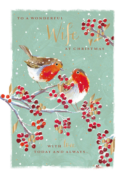 The Wildlife Wonderful Wife Festive Robins Christmas Card
