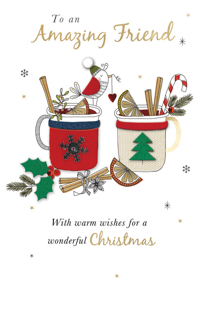 Amazing Friend Warm Wishes Embellished Christmas Card