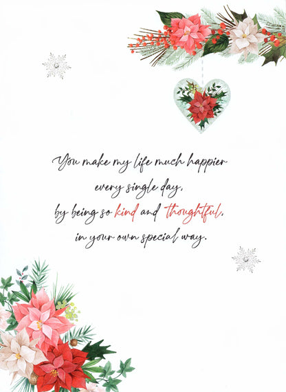 Boxed Beautiful Wife Embellished Luxury Lavish Christmas Card Large Xmas Cards
