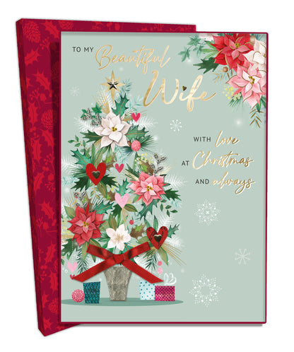 Boxed Beautiful Wife Embellished Luxury Lavish Christmas Card Large Xmas Cards