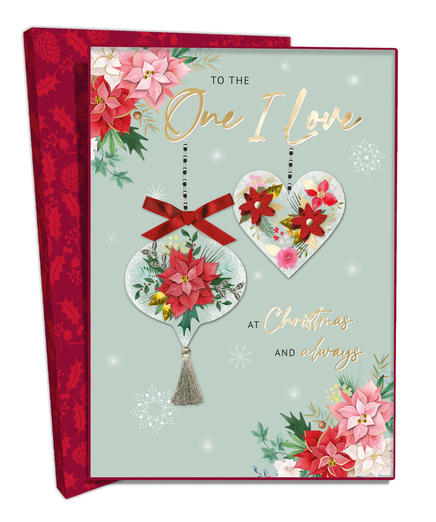 Boxed To The One I Love Embellished Luxury Lavish Christmas Card Large Xmas Cards