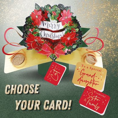 Festive Wreath Pop Up Christmas Greeting Card Friends & Family
