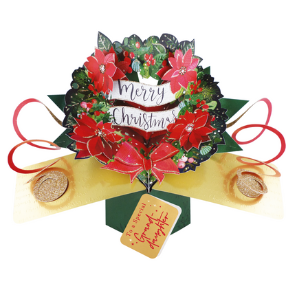 Festive Wreath Pop Up Christmas Greeting Card Friends & Family