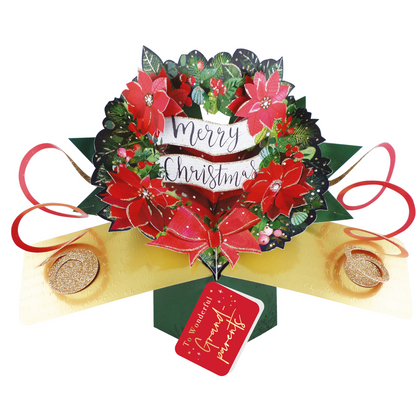Festive Wreath Pop Up Christmas Greeting Card Friends & Family