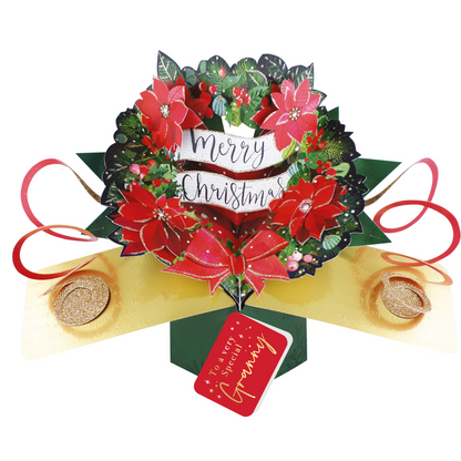 Festive Wreath Pop Up Christmas Greeting Card Friends & Family