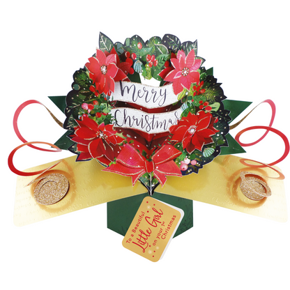 Festive Wreath Pop Up Christmas Greeting Card Friends & Family