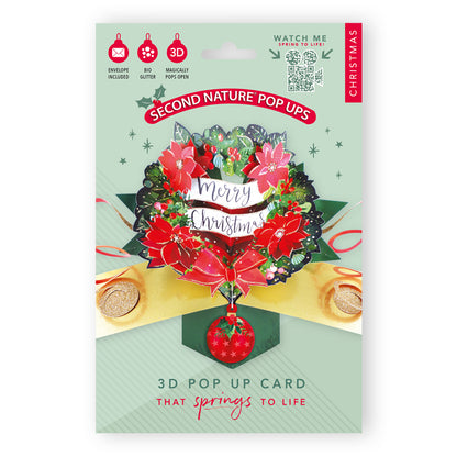 Festive Wreath Pop Up Christmas Greeting Card Friends & Family