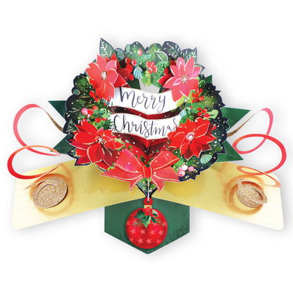 Festive Wreath Pop Up Christmas Greeting Card Friends & Family