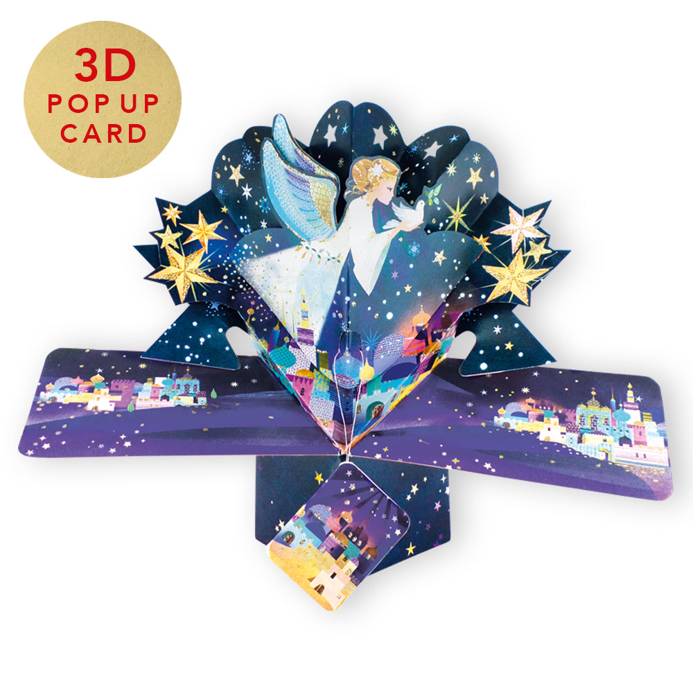 Angel & Bethlehem Pop Up Christmas Greeting Card Friends & Family