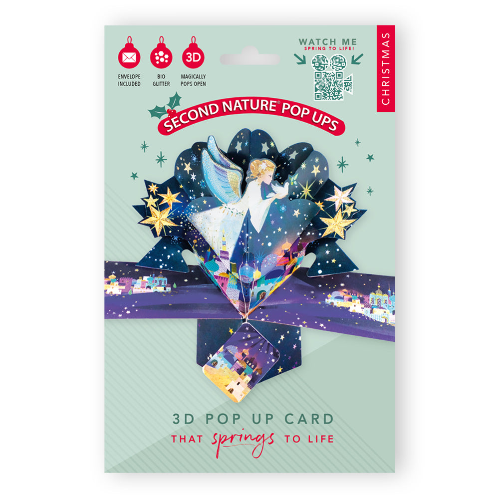 Angel & Bethlehem Pop Up Christmas Greeting Card Friends & Family