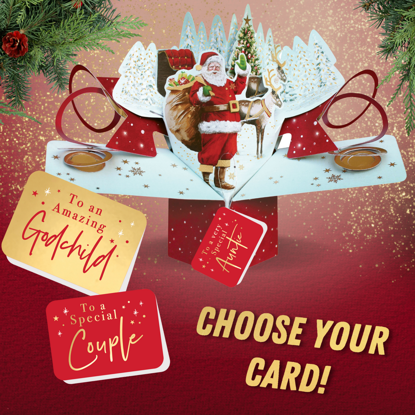 Father Christmas Pop Up Christmas Greeting Card Friends & Family