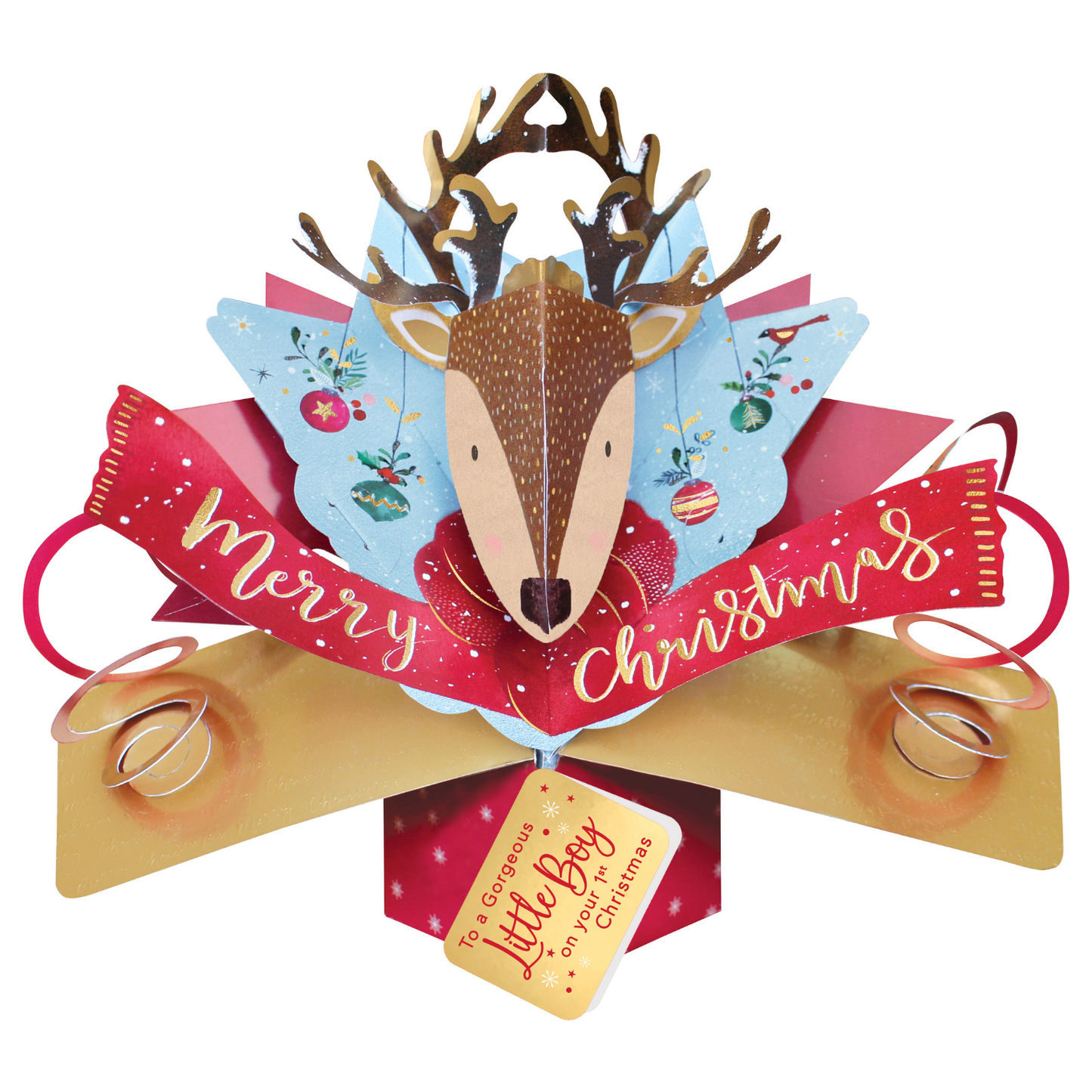 Festive Reindeer Pop Up Christmas Greeting Card Friends & Family